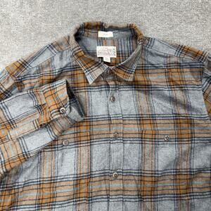 Mens J CREW Blue Gray Plaid Mid Weight Flannel Shirt Slim Medium